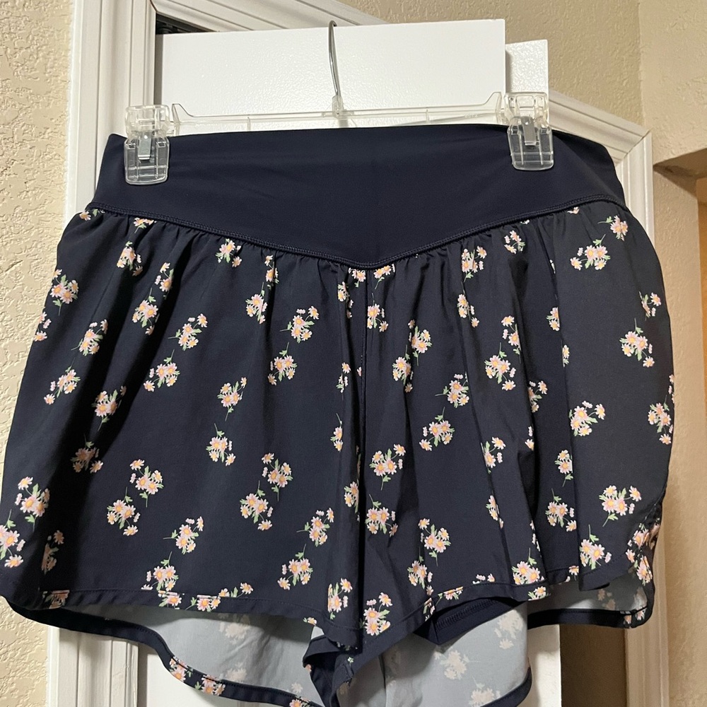 Aerie Blue and Pink Athletic Shorts with Elastic Waistband